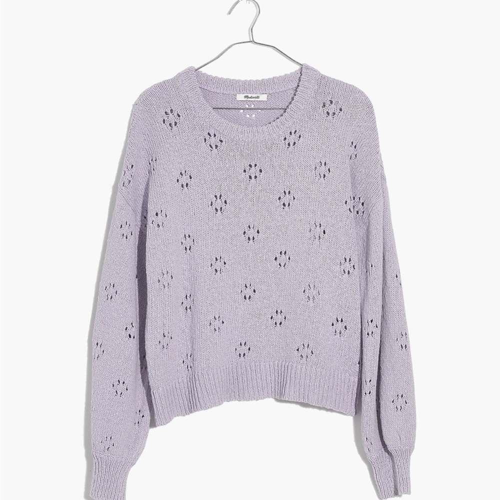 MADEWELL: Floral Pointelle Pullover Sweater in Lavender